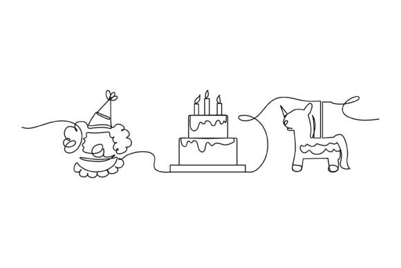 A Continuous Line Birthday Celebration in Graphics & Illustrations