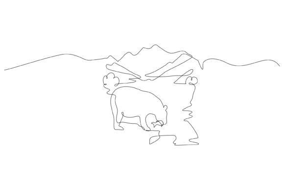 A Continuous Line Polar Bear Graphic for Modern Illustrations