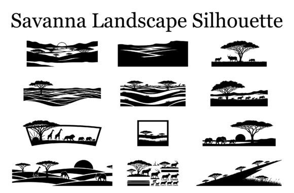 A Savanna Scenery Silhouette for Branding & Packaging Graphics
