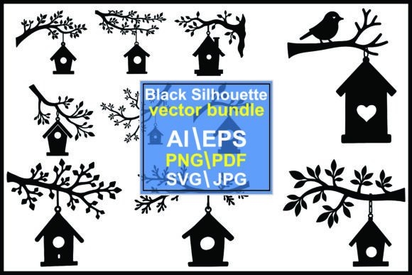 Bird House Silhouette Vector Bundle