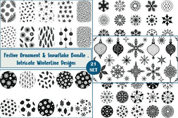 Festive Ornament Snowflake Set: Graphics & Illustrations
