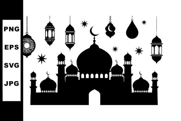 Islamic Mosque Silhouette Graphics & Illustrations