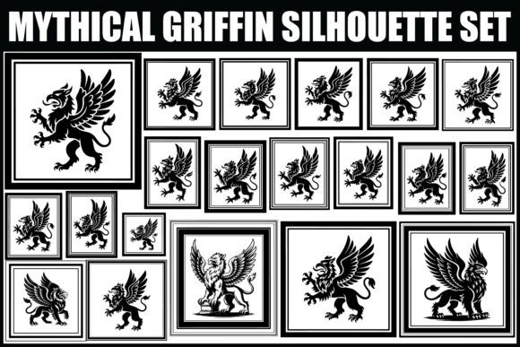 Mythical Griffin Silhouette Set: Premium Graphics & Illustrations