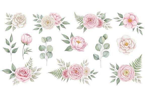 Romantic Watercolor Flower Graphics for Elegant Product Illustrations