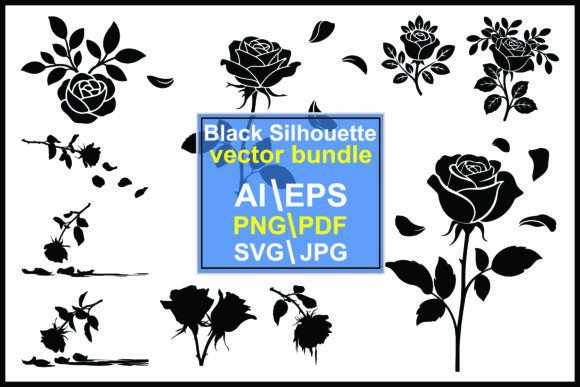 Rose Silhouette Flower Bundle