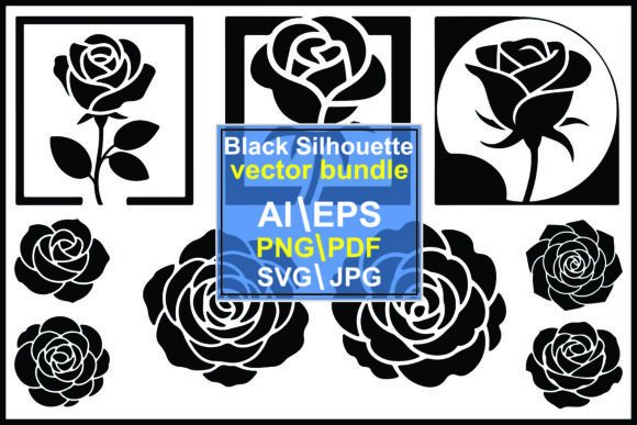 Rose Silhouettes in Frames: Graphics & Illustrations Review