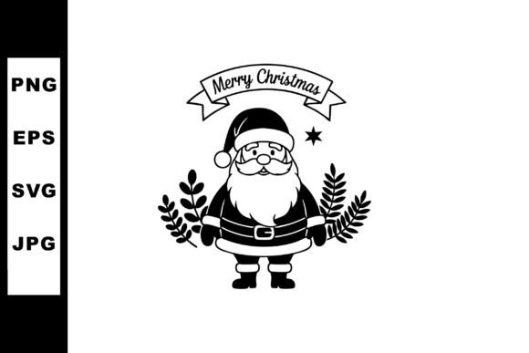 Santa Claus Holding Branches with Merry Graphics