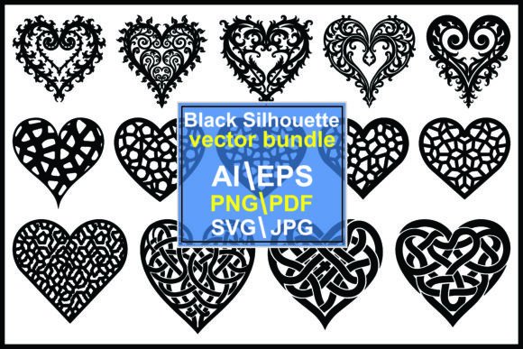 Silhouette Heart Shape Vector Bundle: Graphics & Illustrations for Editorial Use