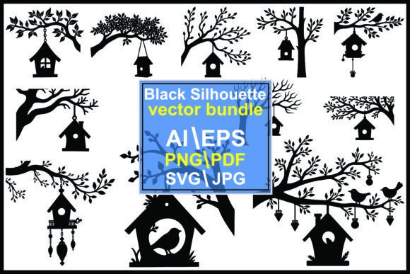 Silhouette of Birdhouse: Nature-Inspired Graphics & Illustrations